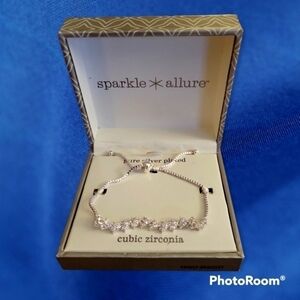 3/$30 SPARKLE ALLURE Silver Plated Cubic Zirconia Princess Tennis Bracelet